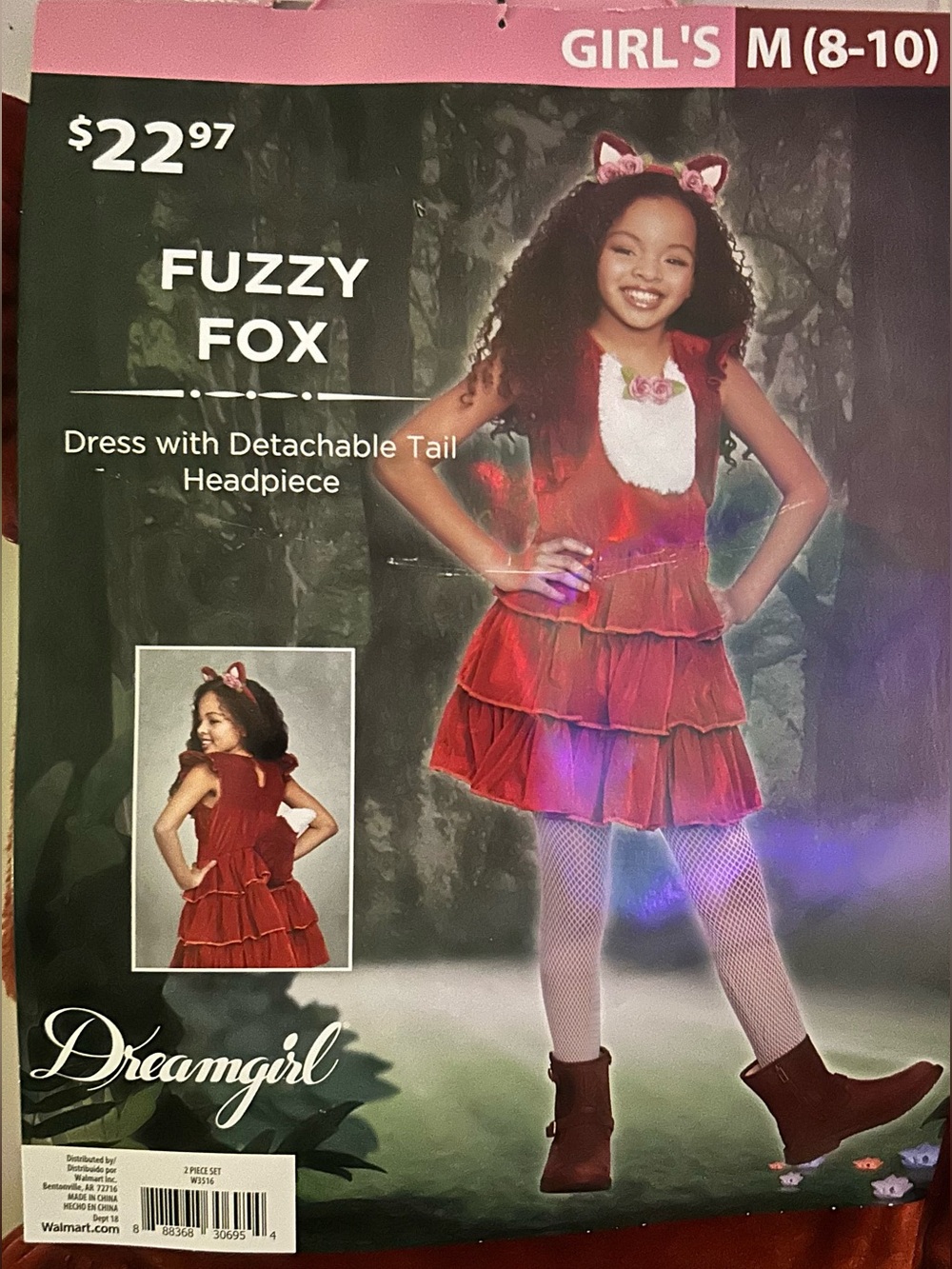 Dreamgirl Rust Red Fuzzy Fox Kids Costume Dress